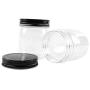 Novelinks 8 Ounce Clear Plastic Jars with Black Lids - Refillable Round Clear Containers Clear Jars Storage Containers for Kitchen & Household Storage - BPA Free (16 Pack)