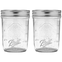 Ball Regular Mouth Mason Jars with Lids & Bands, Half Pint, 8-oz (2-Pack)