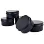 JKLcom Aluminum Metal Tins 3oz/90ml,from 5ml to 250ml options, Black Tins Round Tin Cans Aluminum Tin Jars with Screw Top (Black, 10)