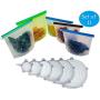 Wiederverwendbare Silikon-Lebensmittelbehälter & Silikon-Stretch-Beutel [Set of 11] | Ziplock-Beutel | Luftdicht, Dicht, Geschirrspülergeeignet, Mikrowellengeeignet | Ideal für Sandwiches, Obst, Fleisch, Mittagessen | Food Huggers