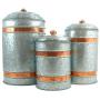 Well Pack Box Galvanized Canisters Farmhouse Rustic Metal Set of 3 Flour Sugar Container Canister Kitchen Double Copper Band, 6 Liter, 3 Liter, and 2 Liter