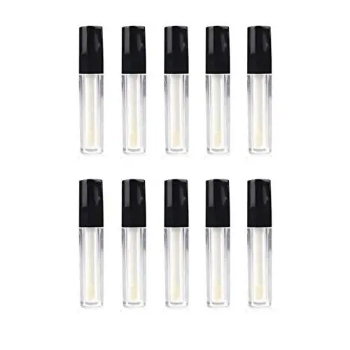 10 Pack 2ML Clear Mini Lip Gloss Balm Tube DIY Cosmetics Vials Empty Lip Balm Containers Bottle With Black Lid for Lipstick Samples