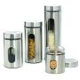 Anchor Hocking Palladian Glass and Stainless Steel Canister Set with Airtight Lids, Brushed Stainless Steel, 4-Piece Set