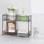 Kitchen Countertop Spice Organizer Rack 2 Tier Storage Cabinet Shelves Holder for Jars Bottles, Brown