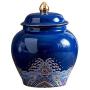 Traditionelle chinesische Keramik Teebehälter mit luftdichter Deckel, perfekte Geschenkgefäße für Tee, Kaffee, Kräuter, Gewürze, Zucker (Blau)