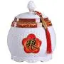 Food Jars & Crocks Rice Storage Bucket Household Ceramic Rice Cylinder Moistureproof and Insect Sealed Storage Tank Flour Tank Kitchen Rice Bucket Gift (Color : White, Size : 34x37cm)