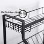 Stainless Steel Freestanding Spice Rack Organizer, Jar Cans Bottles Storage Shelf Holder for Home Bathroom, Kitchen Countertop Shelf (Color : Black, Size : 35 x 18 x 40 cm)