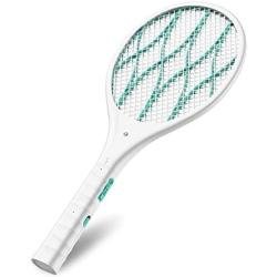 Intelabe Bug Zapper, Mosquito Killer USB Rechargeable Electric Fly Swatter for Home, Outdoor, Powerful 4000V Grid, Detachable Flashlight, LED Light, Safe to Touch with 3-Layer Safety Mesh-White