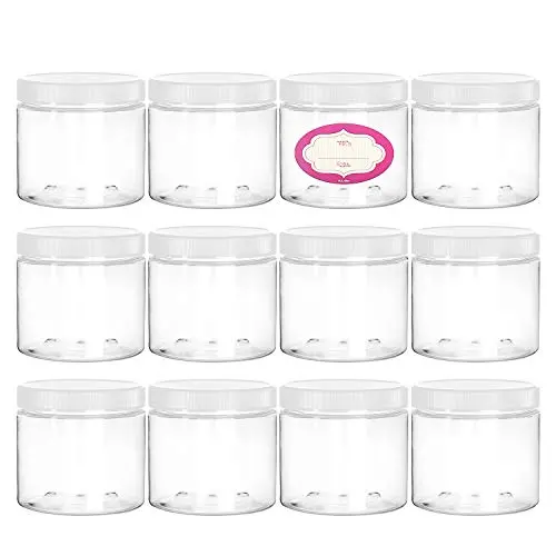 Bouteilles en plastique vides de 4 oz – Bouteilles rondes transparentes de 4 onces avec couvercles blancs et étiquettes – Sans BPA – Idéales pour le stockage de cuisine, la pâte à modeler, les produits de beauté, les cosmétiques, les lotions et plus encor Bouteilles en plastique vides de 4 oz – Bouteilles rondes transparentes de 4 onces avec couvercles blancs et étiquettes – Sans BPA – Idéales pour le stockage de cuisine, la pâte à modeler, les produits de beauté, les cosmétiques, les lotions et plus encor