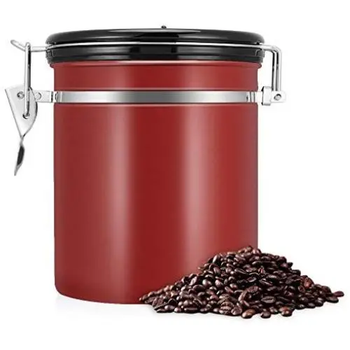 Conteneur de stockage en acier inoxydable à hermétique pour grains de café Airscape Can-1.5L (bordeaux) Conteneur de stockage en acier inoxydable à hermétique pour grains de café Airscape Can-1.5L (bordeaux)