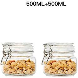 Tree House Mason jar Airtight Seal lid, Food Storage Canisters Versatile Round Glass Pot-F 500mlx2