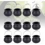LIOOBO 12Pcs Candy Jars Halloween Witch Candy Jar Kettles Witch Cauldron Handheld Candy Bucket for Halloween Party Hanging Props (Black 5x7cm)