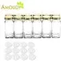 12 Klare Glasbehälter, 4oz mit Gold Metallverschlüssen und Shaker-Kappen, leere Organizer-Set, Dekoratives & Modernes Set – Gewürze, Würze, Lebensmittel, Basteln, Geschenke