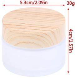 Xunlin 1/5Pc New 5g 10g 15g 30g 50g Frost Glass Bottle Plastic Bamboo Lid Glass Jar Empty Bottle Cream Jar Cosmetic Packaging Container (Color : Dark Khaki)