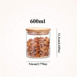 Glass Food Storage Container With Wood Cover Sealed Cans Sugar Bowl Spices Jar Tea Coffee Organizer For Bulk Products 600mlB174