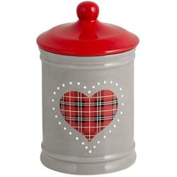 H&H Red Heart Ceramic, Height 20 cm, Lt 1.3 Jar, Ceramic, Grey and Red, 13 x 13 x 20 cm