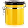 LAN BACK Coffee Canister,Coffee Container Airtight Stainless Steel Storage Canister with 800 ML,Yellow