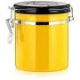 LAN BACK Kaffeebehälter, Kaffeebehälter, luftdichter Edelstahl-Behälter mit 800 ml, Gelb