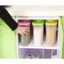 Lijuan Qin 2er Trockenlebensmittelflaschen mit Gießbecher und Messbecher, Feuchtigkeitsdichter Küchen-Lebensmittelspender für Vorratskammer-Organisation Reis, Getreide, Haferflocken, Zucker, Bohnen