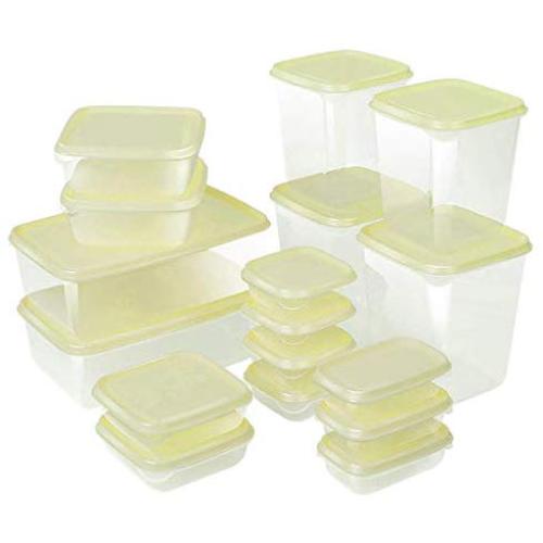 YJYdada Kitchen Storage Box Sealing Food Preservation Plastic Fresh Pot Container 1 set of 17 pieces (Green)