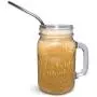 Mason Jar Mugs with Handle, Regular Mouth, Colorful Lids with 2 Reusable Stainless Steel Straw, Set of 2 (Black), Kitchen GLASS 16 oz Jars,''Refreshing Ice Cold Drink'' & Dishwasher Safe