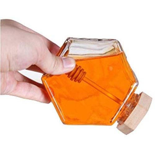 Glass Kitchen Storage Containers - Glass Honey Jar for 220ML/380ML Mini Small Honey Bottle Container Pot With Wooden Honey Stick Spoon