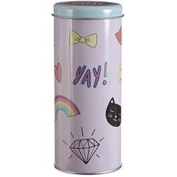 Premier Housewares Fun Times Storage Canister, Tin, Pink, 8 x 8 x 18 cm
