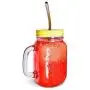 Glas Mason Jar Tassen mit Griff, Regular Mouth, Farbige Lids mit 2 Reusable Edelstahl Strohhalmen, Set von 2, 16 oz Küchengläser, für erfrischende, eiskalte Getränke und spülmaschinenfest.