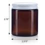 Amber Thick Glass Straight Sided Jar with White Metal Airtight Lid - 4 oz / 120 ml (6 pack) + Spatulas and Labels