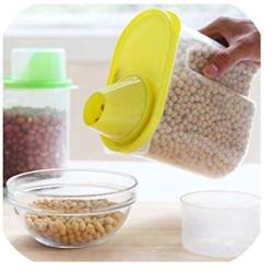 Dried Food Cereal Flour Pasta Food Storage Dispenser Rice Container Sealed Box 1.9L,Yellow