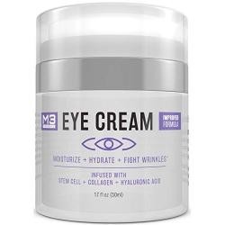 M3 Naturals Eye Cream Infused with Collagen Stem Cell and Hyaluronic Acid for Puffiness, Wrinkles, Dark Circles Under Eye, Bags, Fine Lines - Helps Anti-Aging, Healthy Skin Care Moisturizer 1.7 fl