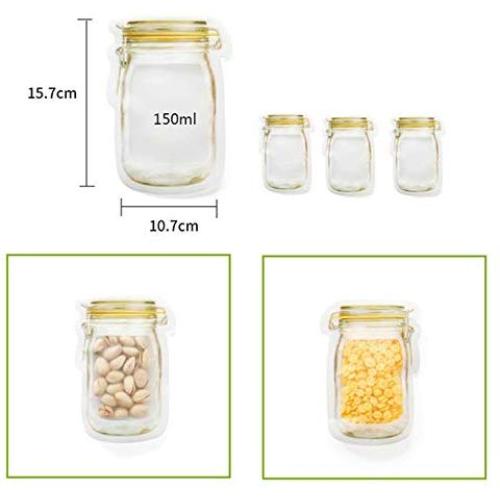 Pukido Enipate Portable Sealing Zip Lock Bags for Mason Jars Snacks Refrigerator Fresh Storage Bag Nuts PE Moisture-Proof Bag - (Color: S)