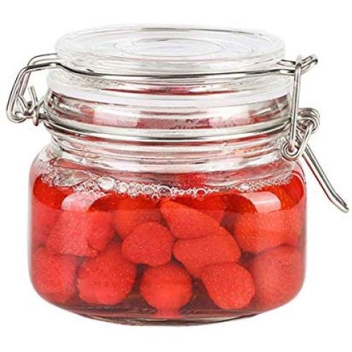 Yardwe 500ML Clip Top Glass Jars Storage Preserving Jars Clear Container Mason Jar