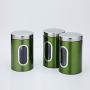 Cwg Set of 3 Airtight Tea Sugar and Coffee Storage Canister Jars Stainless Steel Canister with Window-green
