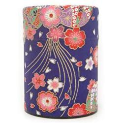 Handmade Washi Paper Tea Tin (Blue Globes)
