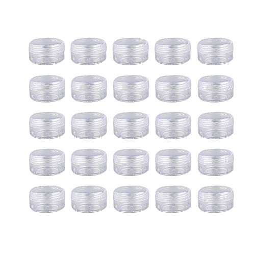 50Pcs 5g/5ml Clear Plastic Round Pot Jars Empty Sample Containers with Lids Small Tiny Bottle Travel Bottle Makeup Dispenser Holders for Lotion Eye Shadow Eye Cream Lip Balms Nail Art Jewelry