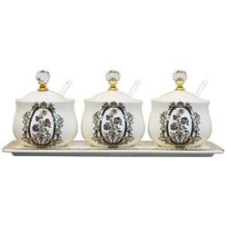 Mini Spice Jars European creative kitchen supplies ceramic cruet three-piece set with base