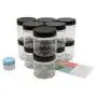 Clear 8 oz PET Plastic Round Jars with Black Lids, with 1 Mini Jar, 12 Pack (C8BMJ12)