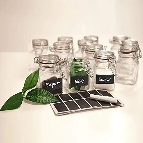 Glas-Behälter mit Mini-Klickverschluss für Gewürze, Konserven, Marmelade, Essigbehälter, Kräuter – Klar (TNKML)