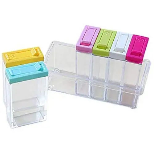 Satz von 6 durchsichtigen Gewürzdosen, Messbecher für Gewürze und Soßen mit kleinen Behältern, Mini-Gewürzbehälter, Mini-Glasbehälter
