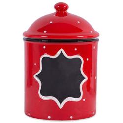 DII Medium Ceramic RED Canister Poka Dot Meduim