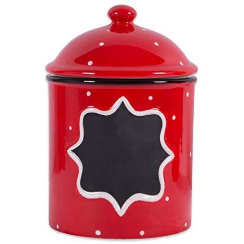 DII Medium Ceramic RED Canister Poka Dot Meduim