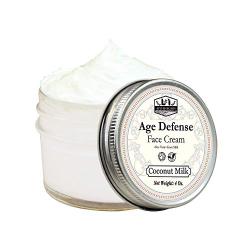 4 Oz. Age Defense Face Cream, With Vitamin C Ester + Aloe Vera + Goat Milk. Natural Facial Moisturizer, Anti-aging Face Moisturizer Cream, Natural Face Cream. pH Balanced Formula (Coconut Milk)