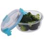 Home Basics 13 oz. Round Leak and Spill Proof Borosilicate Glass Food Storage Dishwasher Safe Meal Prep Storage Container with Air-tight Plastic Lid, Turquoise (2)