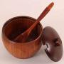 Wooden Salt Box with Lid and Spoon, Salt Cellar Salt bowl Sugar Bowl Wood Spice Jar Sugar Spice Condiment Storage Container for Kitchen