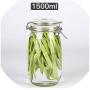 Creative Round Transparent Sealed Can Kitchen Condiment Glass Jar Cereals Tea Food Honey Storage Bottle Tea Container Can Reused,1500Ml