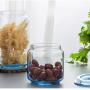 Sealed Storage Jar Food Grains Transparent Glass Bottle Tea Coffee Moisture-proof Seal Storage Cans DELICATEWNN (Capacity : Blue 500ml)
