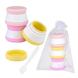 Prikola Small Travel Containers Leakproof Travel Jars for Creams TSA Approved Travel Accessories Silicone Containers with Hard Sealed Lids for Face Hand Body Cream 20ML (3 Pack)
