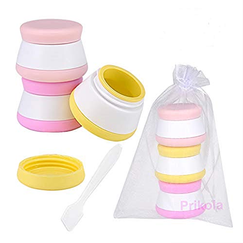 Prikola Small Travel Containers Leakproof Travel Jars for Creams TSA Approved Travel Accessories Silicone Containers with Hard Sealed Lids for Face Hand Body Cream 20ML (3 Pack)