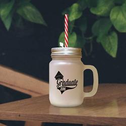 Green Graduate 2016 Frosted Glass Mason Jar With Straw